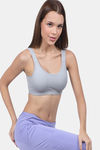 Lady Lyka Cotton Lycra Sports Bra - Light Grey — thumbnail 4